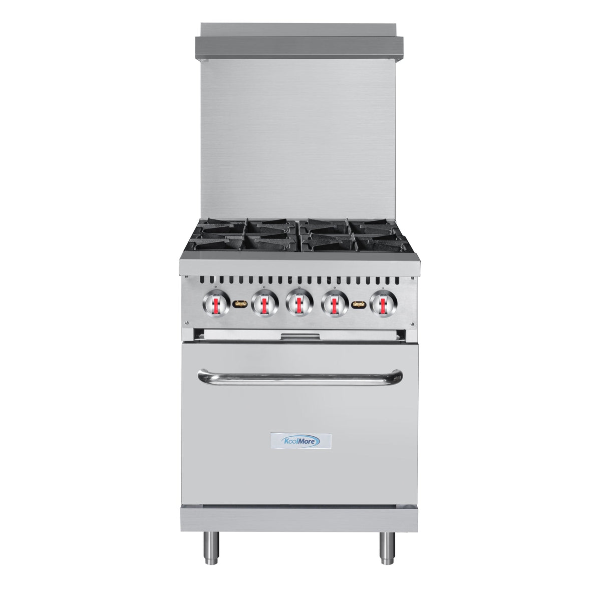 KoolMore KM-CR24-LP 24 In. Commercial Liquid Propane Range, 4 Burners, Standard Oven, Stainless Steel