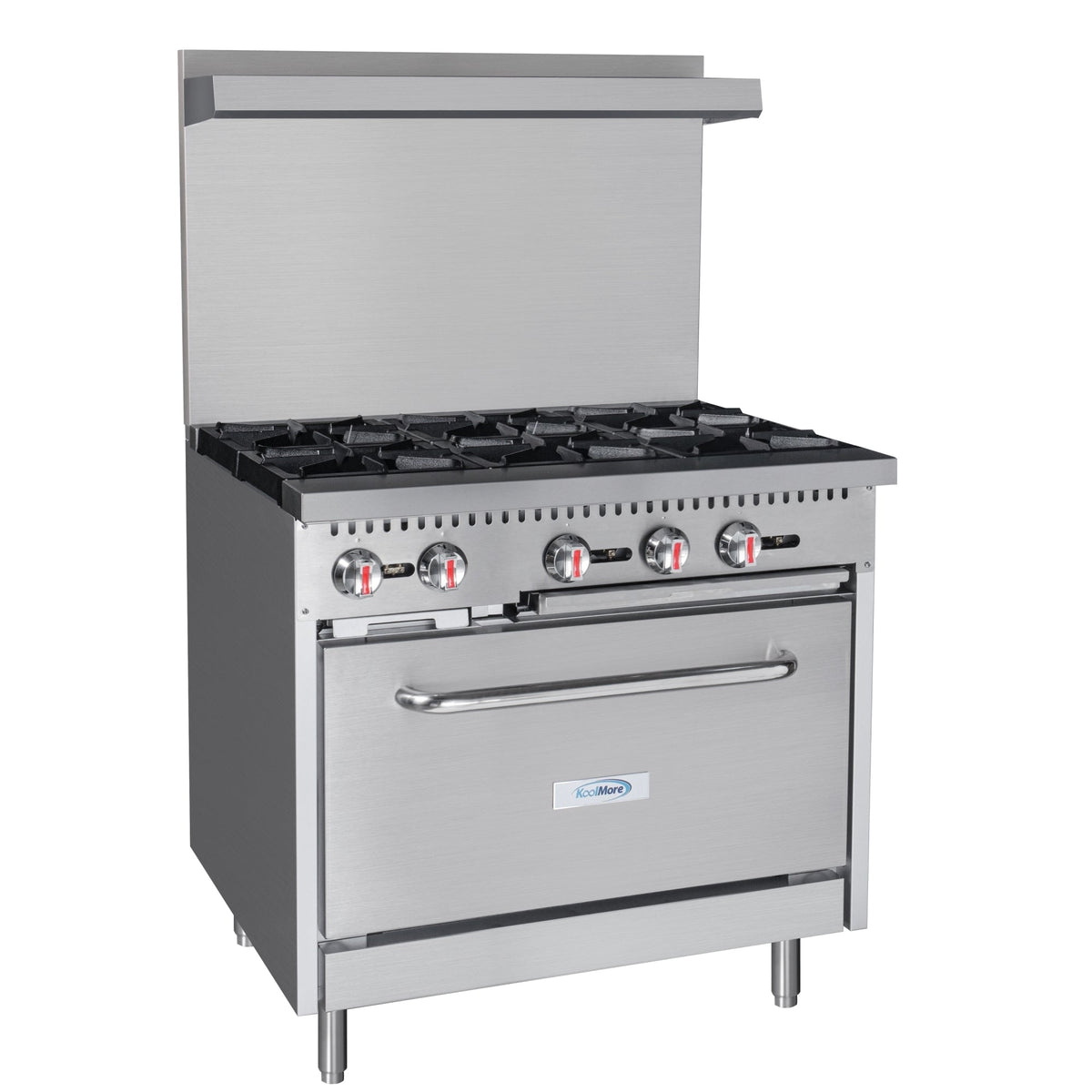 KoolMore KM-CR36-LP 36 In. Commercial Liquid Propane Range, 6 Burners, Standard Oven, Stainless Steel