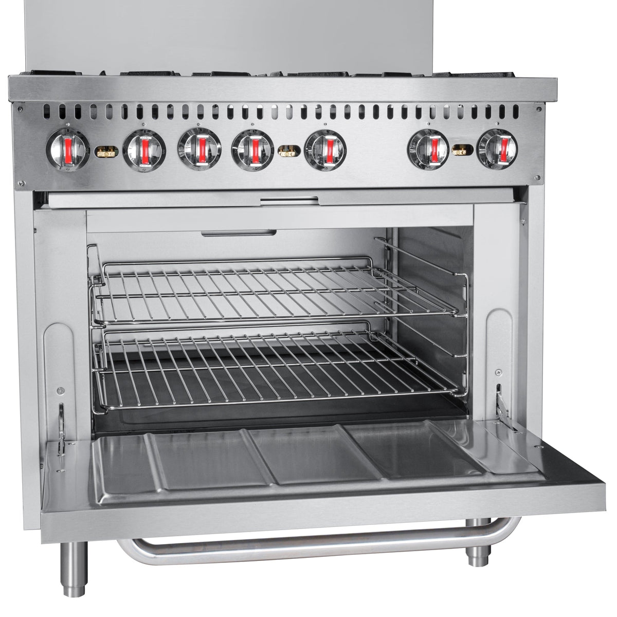 KoolMore KM-CR36-LP 36 In. Commercial Liquid Propane Range, 6 Burners, Standard Oven, Stainless Steel