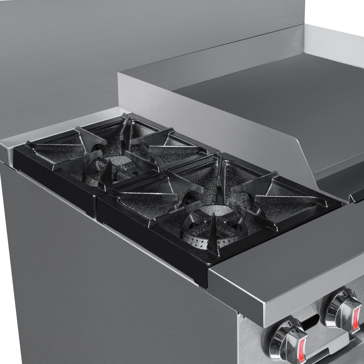 KoolMore KM-CRG36-LP 36 In. Commercial Liquid Propane Range, Stainless Steel, 2 Open Burners, 24 In. Griddle