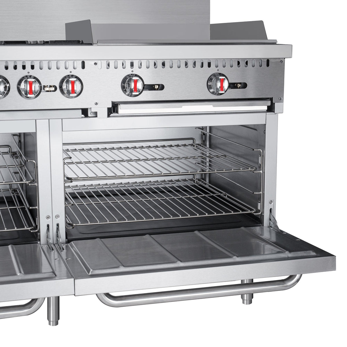 KoolMore KM-CRG60-LP 60 In. Commercial Liquid Propane Range, Stainless Steel, 6 Open Burners, 24 In. Griddle, Dual Ovens