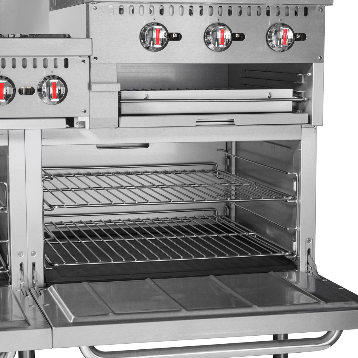 KoolMore KM-CRGB60-LP 60 In. Commercial Liquid Propane Range, Stainless Steel, 6 Open Burners, 24 In. Griddle, Broiler, Dual Ovens