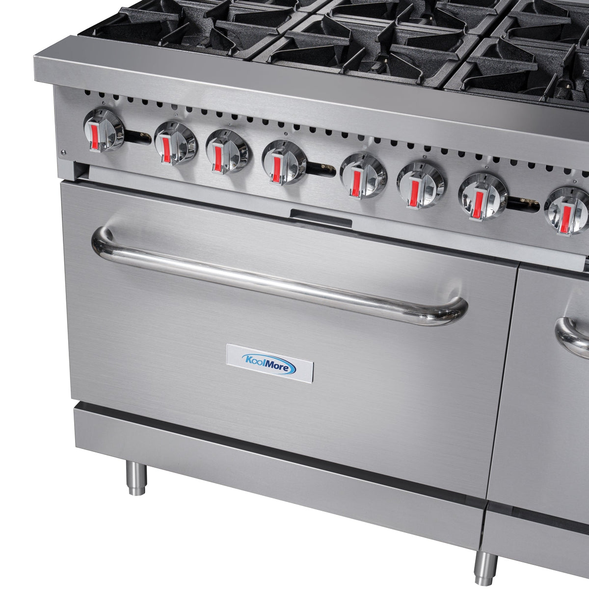 KoolMore KM-CRG60-NG 60 In. Commercial Natural Gas Range, Stainless Steel, 6 Open Burners, 24 In. Griddle, Dual Ovens