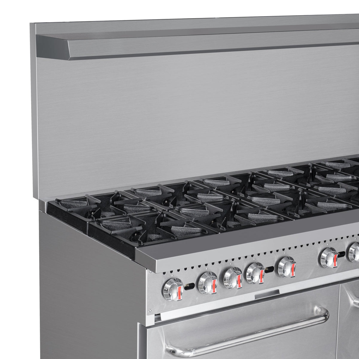 KoolMore KM-CR60-NG 60 In. Commercial Natural Gas Range, 10 Burners, 2 Standard Ovens, Stainless Steel