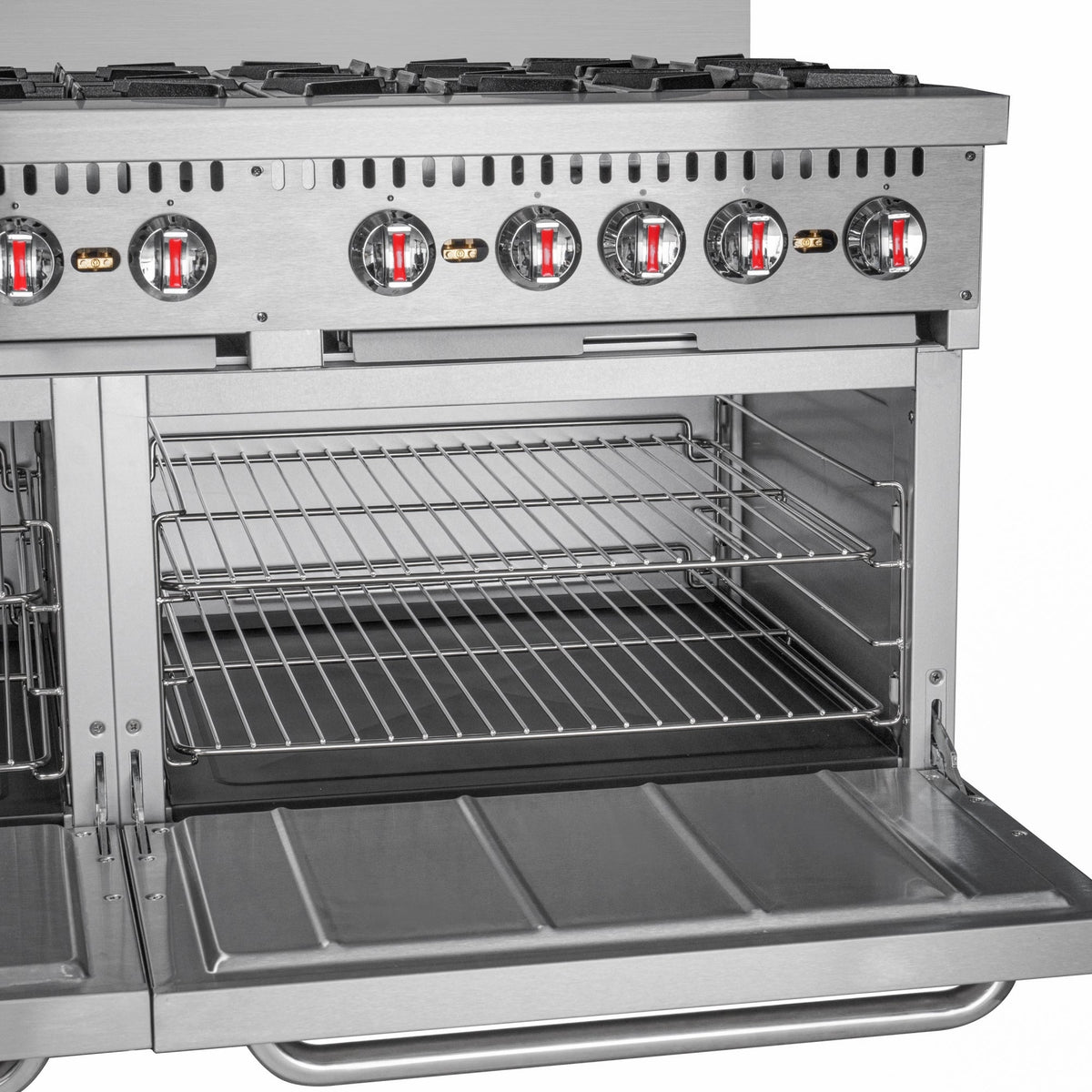 KoolMore KM-CR60-LP 60 In. Commercial Liquid Propane Range, 10 Burners, 2 Standard Ovens, Stainless Steel
