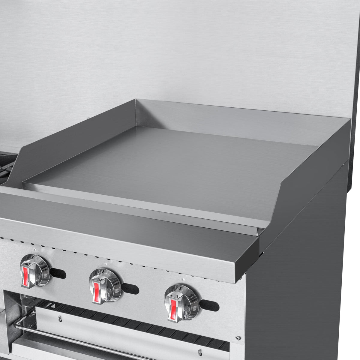 KoolMore KM-CRGB60-NG 60 In. Commercial Natural Gas Range, Stainless Steel, 6 Open Burners, 24 In. Griddle, Broiler, Dual Ovens