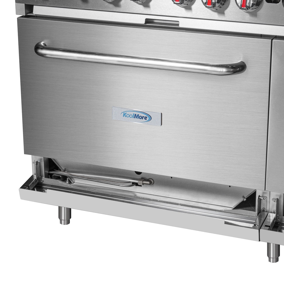 KoolMore KM-CRGB60-LP 60 In. Commercial Liquid Propane Range, Stainless Steel, 6 Open Burners, 24 In. Griddle, Broiler, Dual Ovens