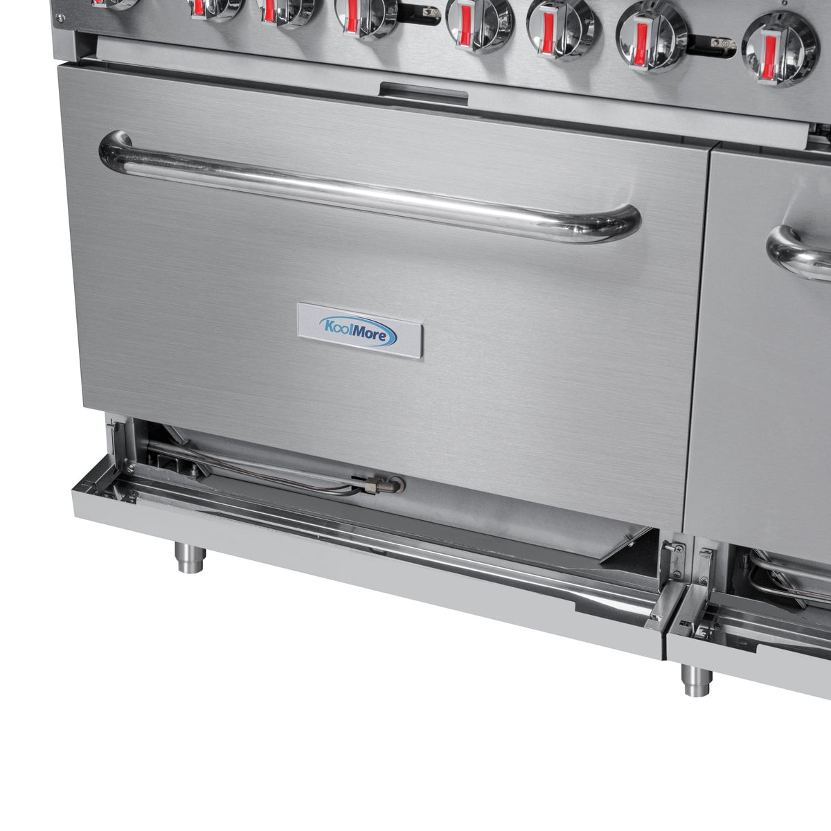 KoolMore KM-CRG60-NG 60 In. Commercial Natural Gas Range, Stainless Steel, 6 Open Burners, 24 In. Griddle, Dual Ovens