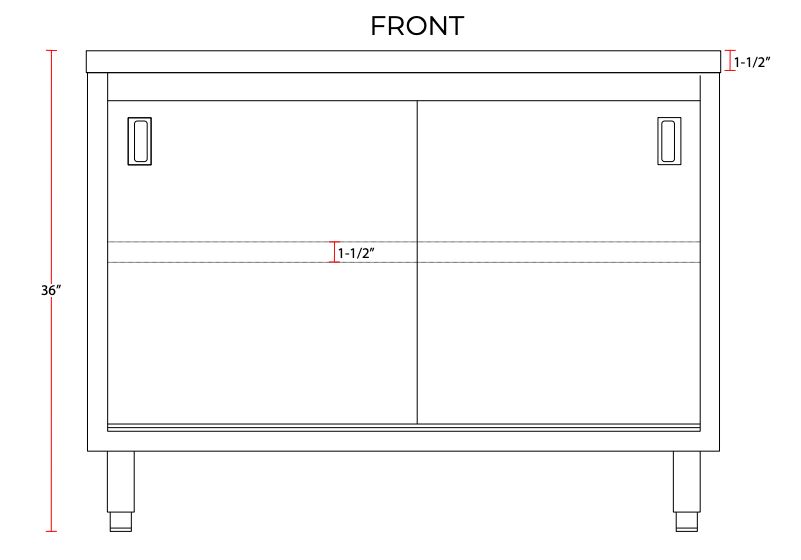 Prepline PC-Series Stainless Steel Enclosed Base Worktable with Sliding Doors with Adjustable Shelf