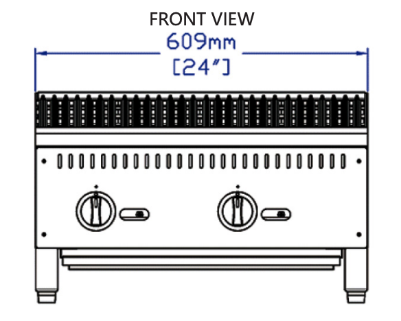 Standard Range SR-CB24-M 24" Gas Countertop Radiant Charbroiler, 70,000 BTU