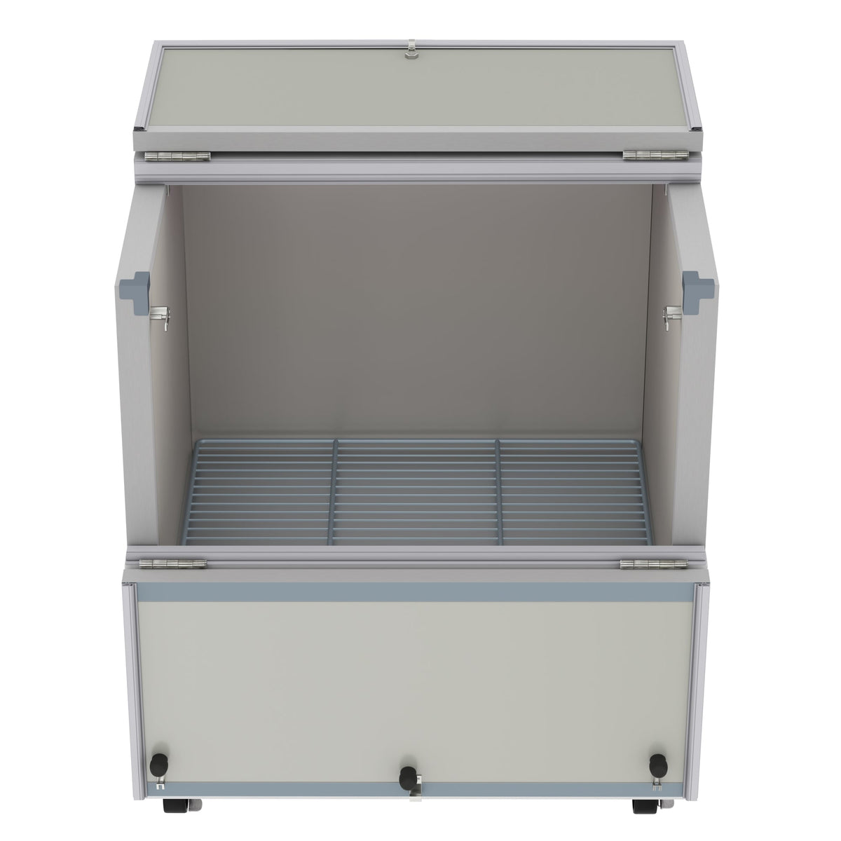 KoolMore KM-MC34-HDC 34 In. Commercial Milk Cooler, 8 Crate Capacity, Stainless Steel and White, Heavy-Duty Casters