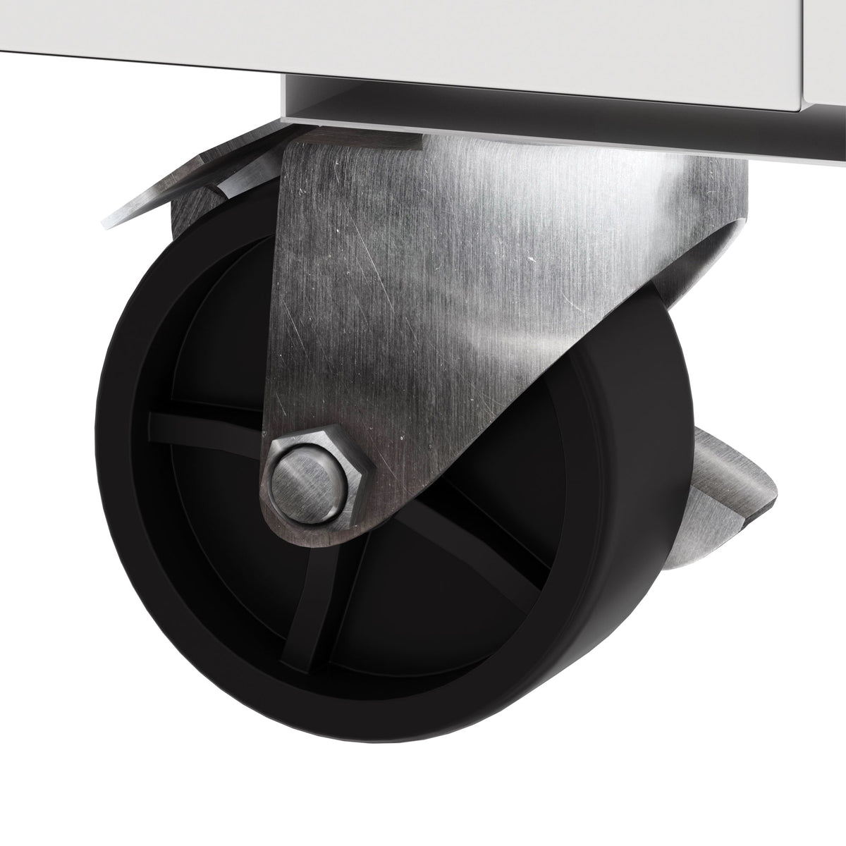 KoolMore KM-MC34-HDC 34 In. Commercial Milk Cooler, 8 Crate Capacity, Stainless Steel and White, Heavy-Duty Casters