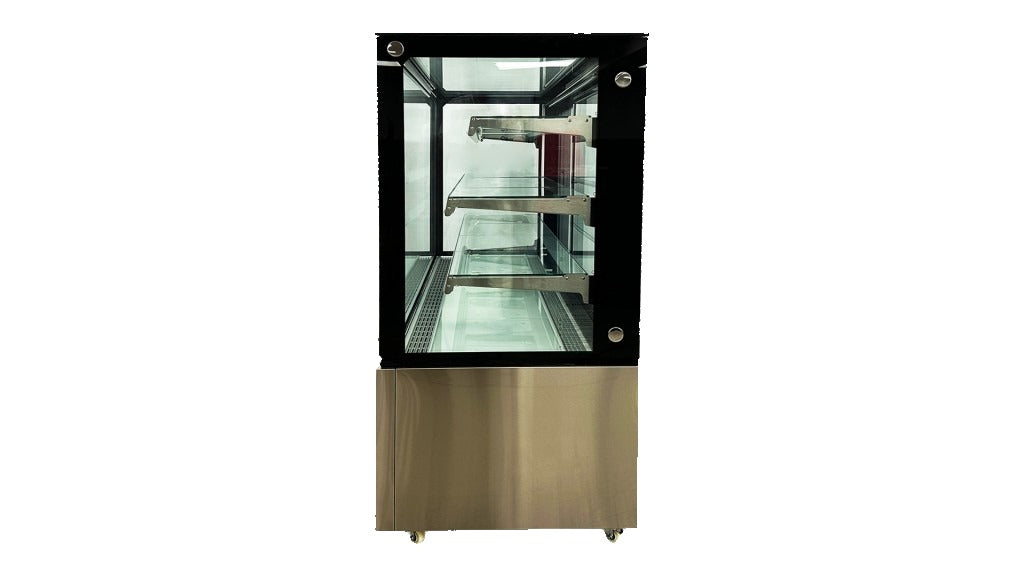Cooler Depot DXXCW-571 72 In. Refrigerated Bakery Display Case, 28.6 Cu. Ft., Rear Sliding Doors, 3 Adjustable Glass Shelves