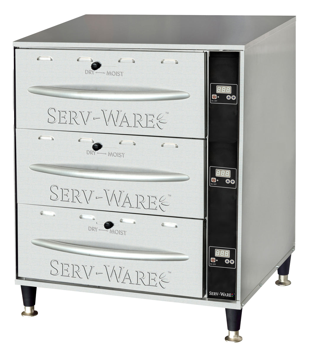 Serv-Ware SWPWDS-3 27.75 In. 3-Drawer Freestanding Food Warmer