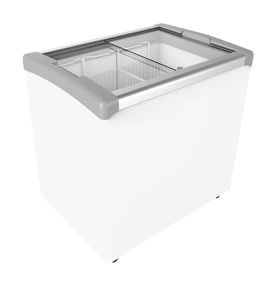 Excellence Industries EURO-13HC 48 In. Flat Lid Ice Cream Display Freezer, 8 Can Display, Sliding Glass Lids, Dual Condensing System