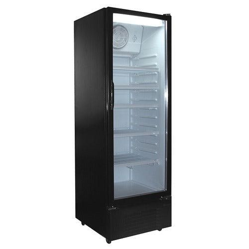 Excellence Industries GDR-10HC 25 In. Glass Door Merchandiser Refrigerator, 252 Can Capacity, Illuminated Sign, Forced Air Cooling
