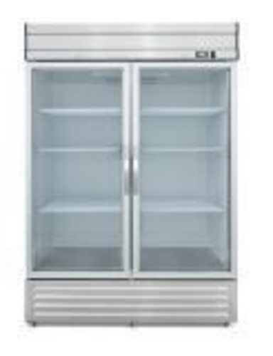Excellence Industries DSS-42CG 54 In. Two Glass Door Reach-In Refrigerator, Stainless Steel Exterior, Interior LED Lighting, Digital Temperature Display
