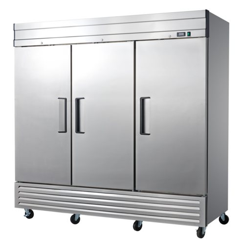 Excellence Industries DSS-66C 81 In. Three Section Reach-In Refrigerator, Stainless Steel Exterior, Self-Closing Locking Doors, Digital Temperature Display