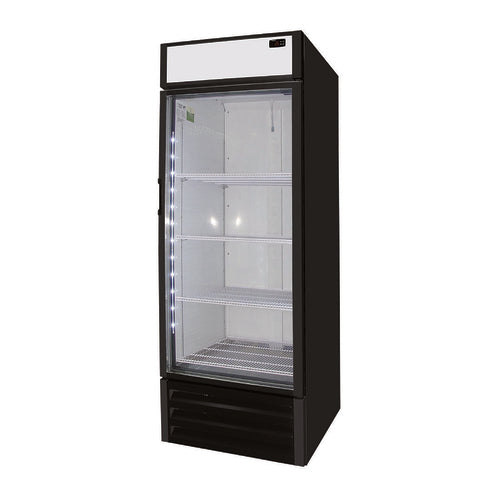 Excellence Industries VF-23 30 In. Heavy Duty Upright Glass Door Freezer Merchandiser, Lightbox Header, Four Shelves, Auto Defrost, LED Lighting