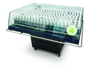Excellence Industries IDA-8 54 In. Island Open Top Refrigerated Merchandiser, Panoramic Glass End Walls, 12.6 Sq. Ft. Display
