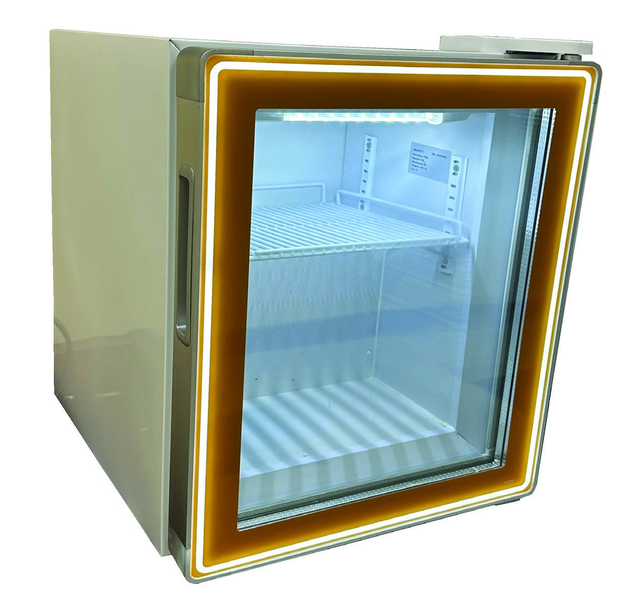 Excellence Industries MINI-1 14 In. Countertop Glass Door Ice Cream Merchandiser Freezer, Self-Closing Door, LED Lighting