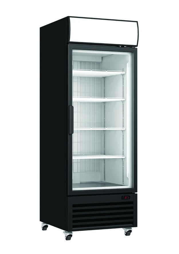 Excellence Industries TKOF-21 27 In. Glass Door Merchandiser Freezer, Triple Pane Heat Film Glass Door, Digital Controller, Lighted Canopy