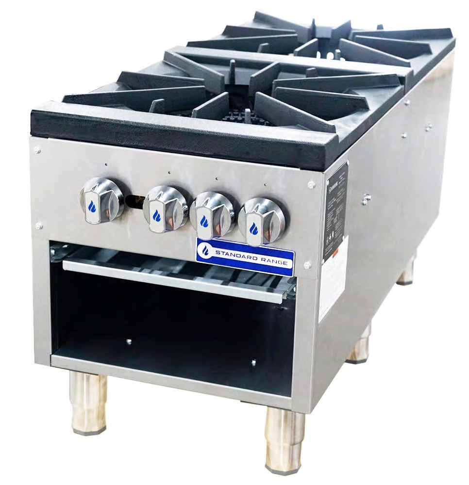Standard Range SR-SP2 18" Double Burner Commercial Gas Stock Pot Range, 160,000 BTU
