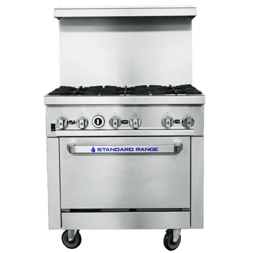 Standard Range SR-CR36-NG 36" Natural Gas Commercial Range with 6 Burners, Convection Oven, 213,000 BTU