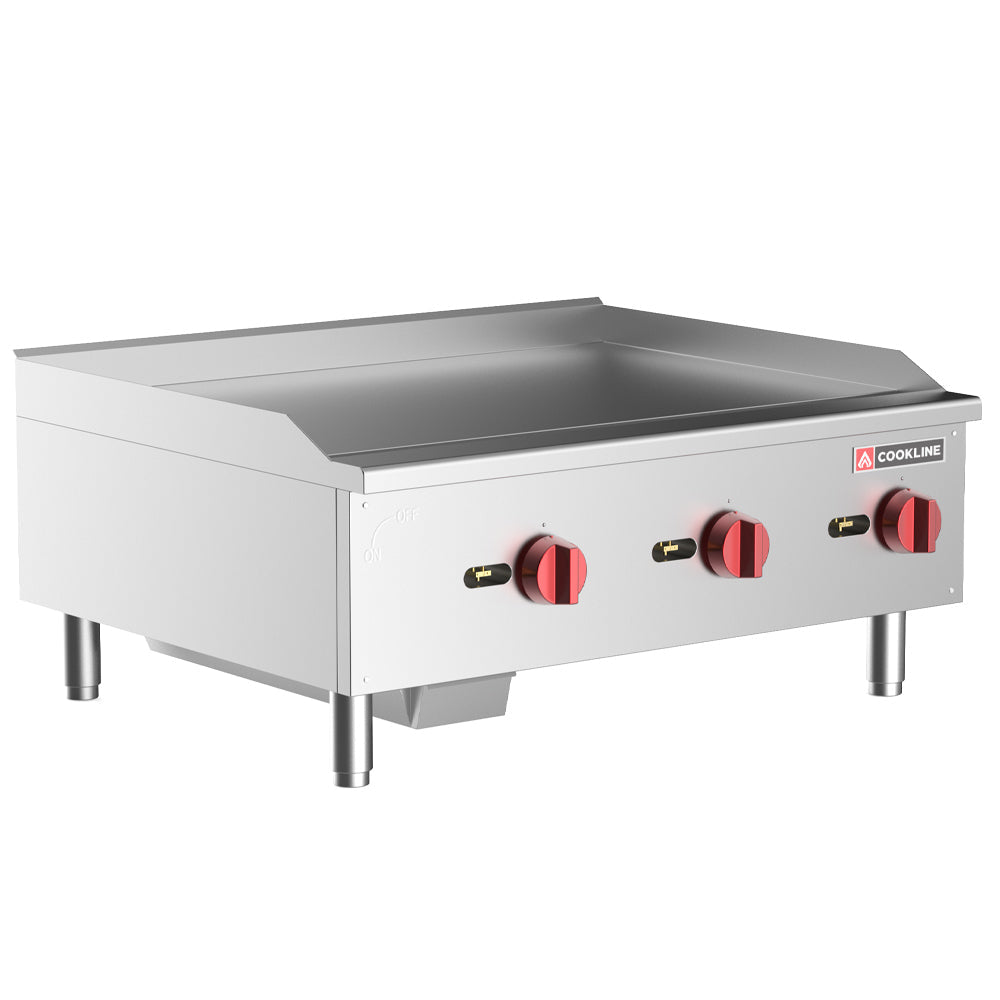 Cookline CGG-36T-HD 36 In. Countertop Gas Griddle, Thermostatic Controls, 90,000 BTU, 1 In. Polished Plate