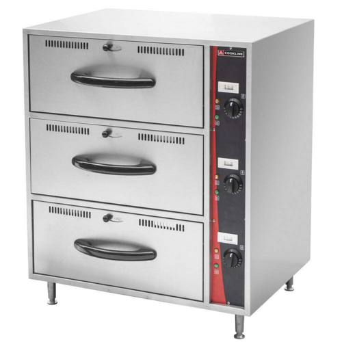 Cookline C-DW-3 29 In. Triple Drawer Freestanding Warmer, Stainless Steel, 85°F to 185°F, 120V