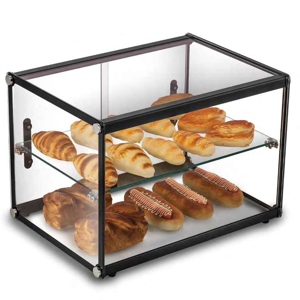 Marchia SA65 22" Dry Straight Glass Countertop Bakery Display Case, 2 Display Levels, Rear Sliding Doors