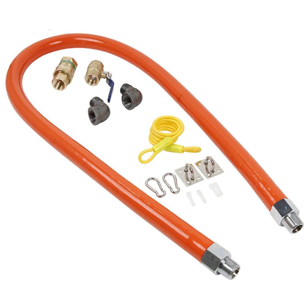 Prepline QD3460 3/4 In. x 60 In. Mobile Gas Hose Connector Kit with Quick Disconnect, Full Port Shut Off Valve, and Restraining Cable