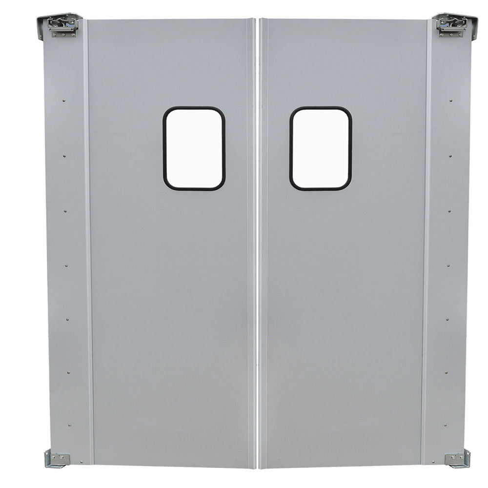 Prepline PTD7284 72 x 84 In. Double Panel Aluminum Swinging Traffic Door with 9 x 14 In. Window