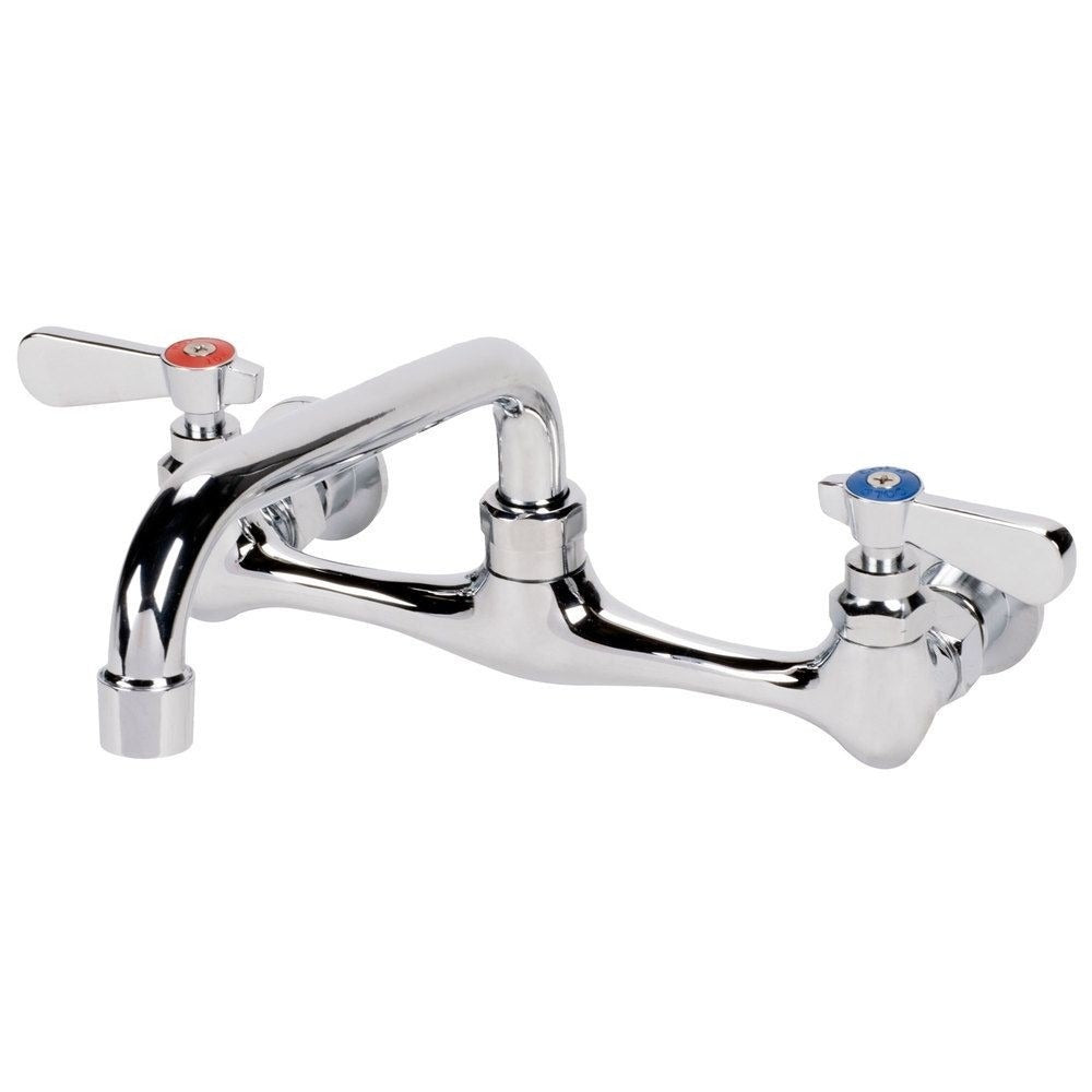 Prepline PFW-8-8 Wall Mounted 8" Swing Spout Sink Faucet with 8" Centers, Chrome-Plated Brass
