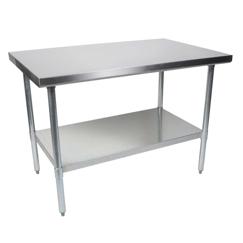 Prepline PWTG-3696 36" x 96" x 34"H Stainless Steel Worktable, 18 Gauge 430 SS Top with Galvanized Undershelf