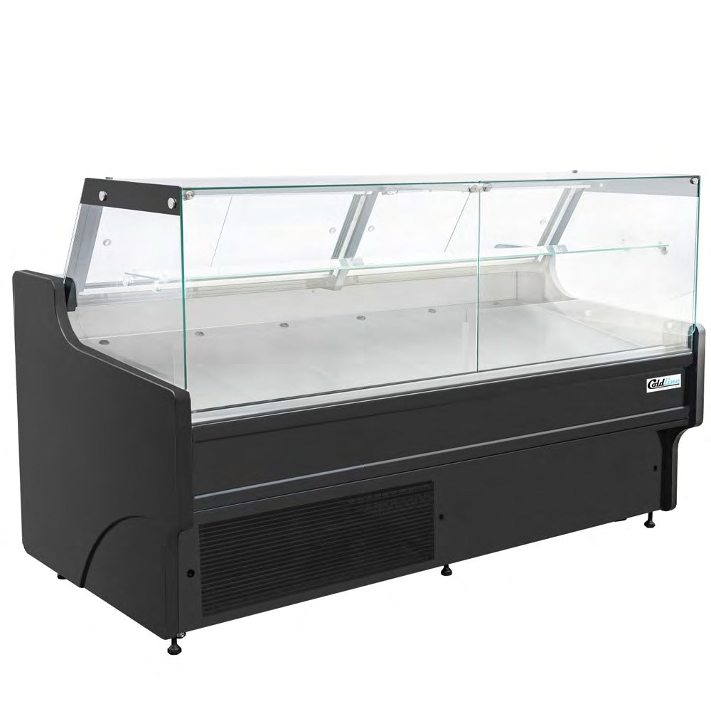 Coldline LDC48-F 48" Refrigerated Flat Straight Glass Fish Display Case with Ice Bin and Drain