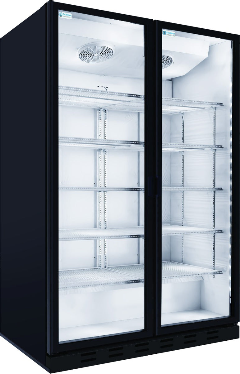 Excellence Industries NG-44 47 In. Glass Door Merchandiser Refrigerator, 602 Bottle Capacity, Two Double Pane Glass Doors, High Luminosity LED