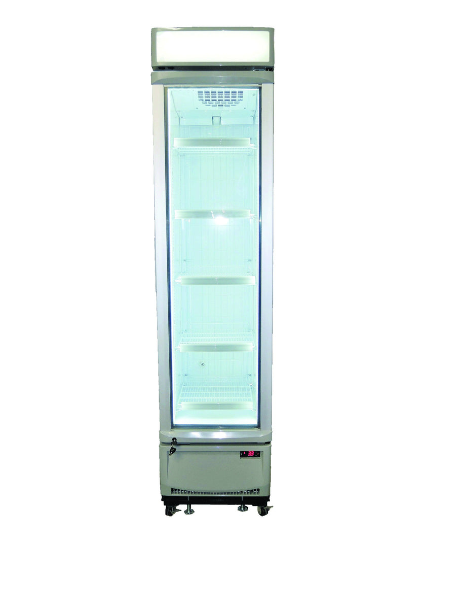 Excellence Industries SLF-7 16 In. Slim Line Upright Ice Cream Display Freezer, Insulated Glass Door, 6 Shelves, LED Lighting