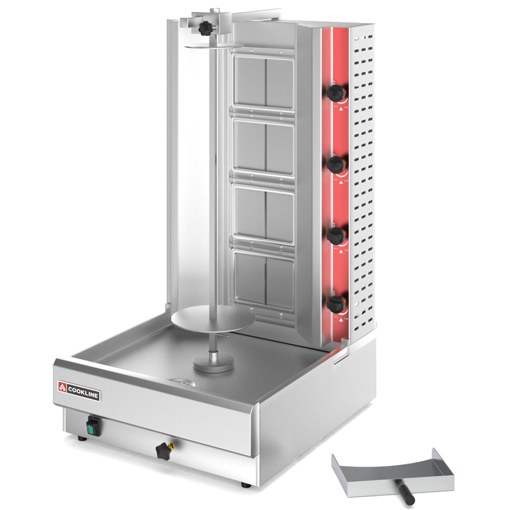 Cookline 4G Gas Vertical Gyro/Kebab Shawarma Machine, 120 lb. Capacity, 52,000 BTU