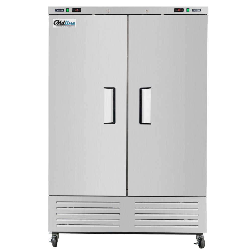Coldline C-2RF 54" Two Solid Door Dual Temperature Reach-In Refrigerator and Freezer Combo, 42 Cu. Ft.