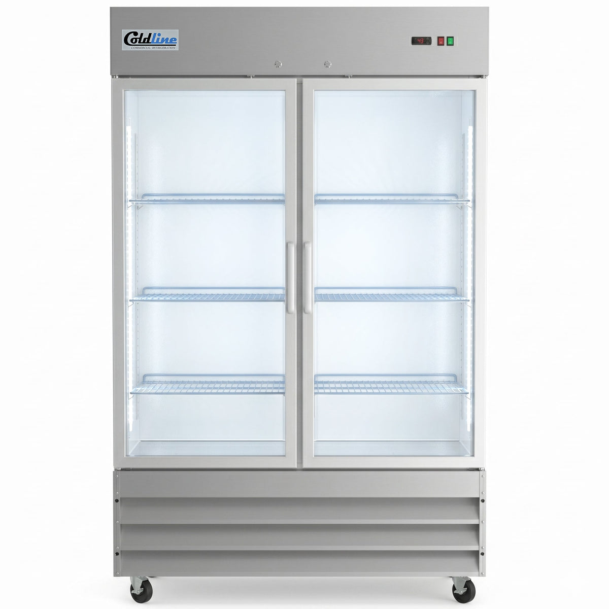 Coldline C-2RG 54" Double Glass Door Reach-In Refrigerator with LED Lighting, 47 Cu. Ft.