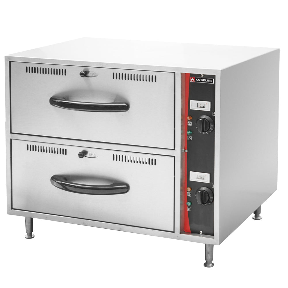 Cookline C-DW-2 29 In. Double Drawer Freestanding Warmer, Stainless Steel, 85°F to 185°F, 120V