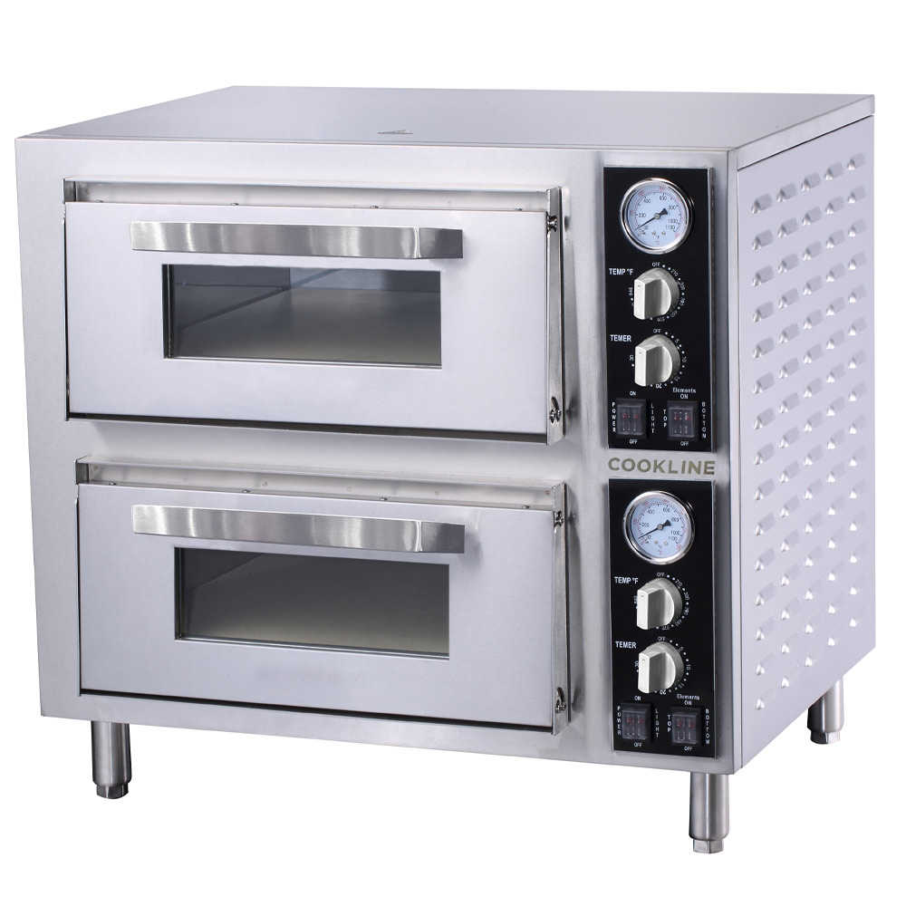 Cookline CPO-2D 28 In. Double Deck Countertop Pizza Oven, Two Independent Chambers, 18 In. Pizza per Deck, 840°F, 240V