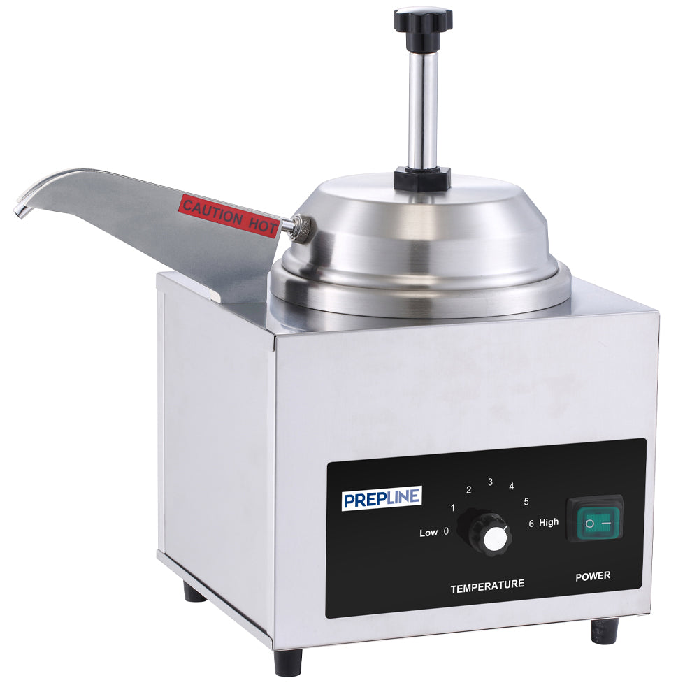 Prepline CW3-5 3.5 Qt. Cheese and Hot Fudge Warmer with Pump and Heated Spout, 7 Heat Settings