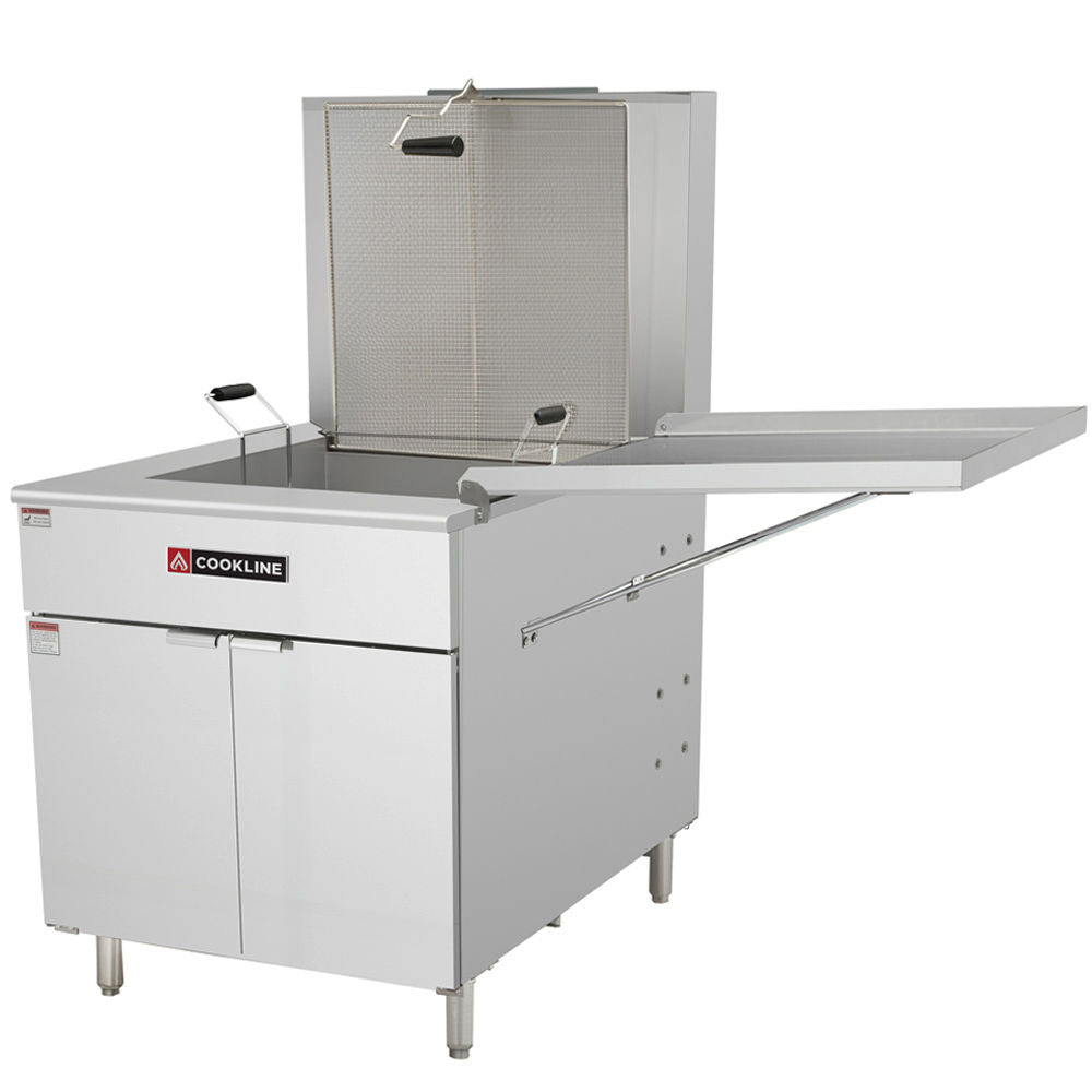 Cookline DOF-125 125 lb. Gas Flat Bottom Floor Donut and Funnel Cake Fryer, 90,000 BTU