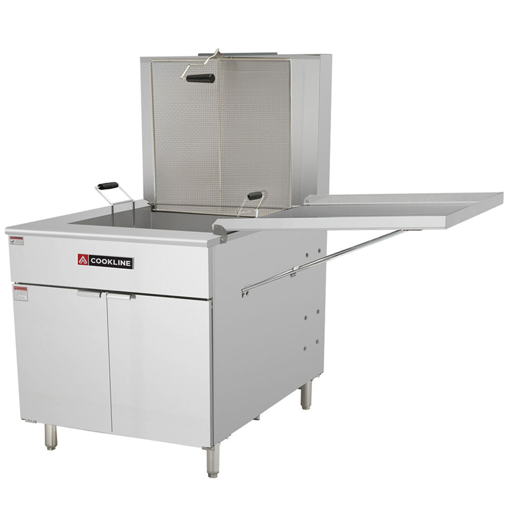 Cookline DOF-170 170 lb. Gas Flat Bottom Floor Donut and Funnel Cake Fryer, 120,000 BTU