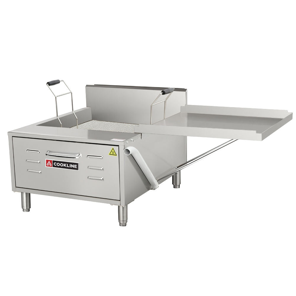 Cookline DOF-40 40 lb. Gas Flat Bottom Countertop Donut and Funnel Cake Fryer, 81,000 BTU