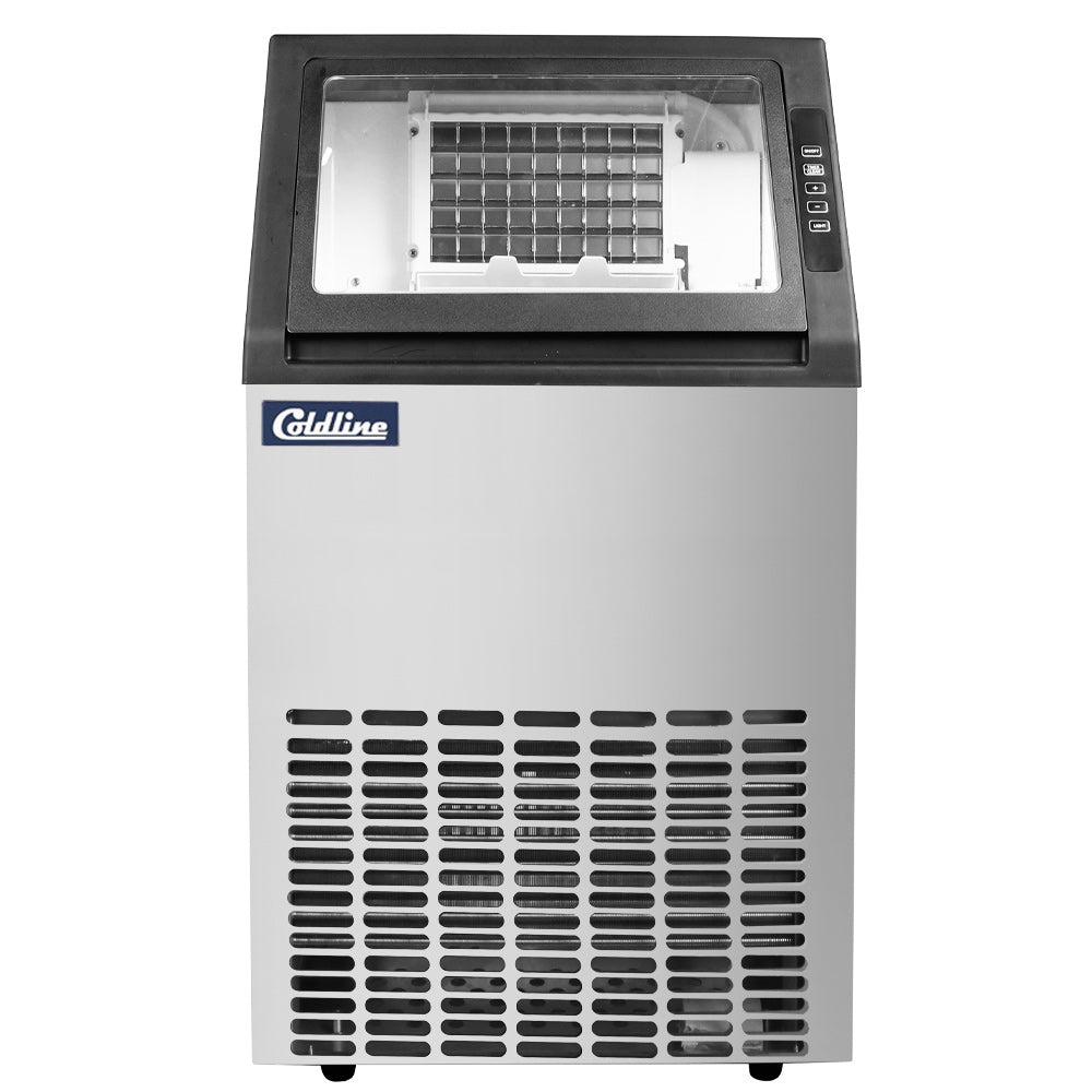 Coldline EIC100 18" 100 lb. Undercounter Crescent Ice Machine with 30 lb. Bin, Air Cooled