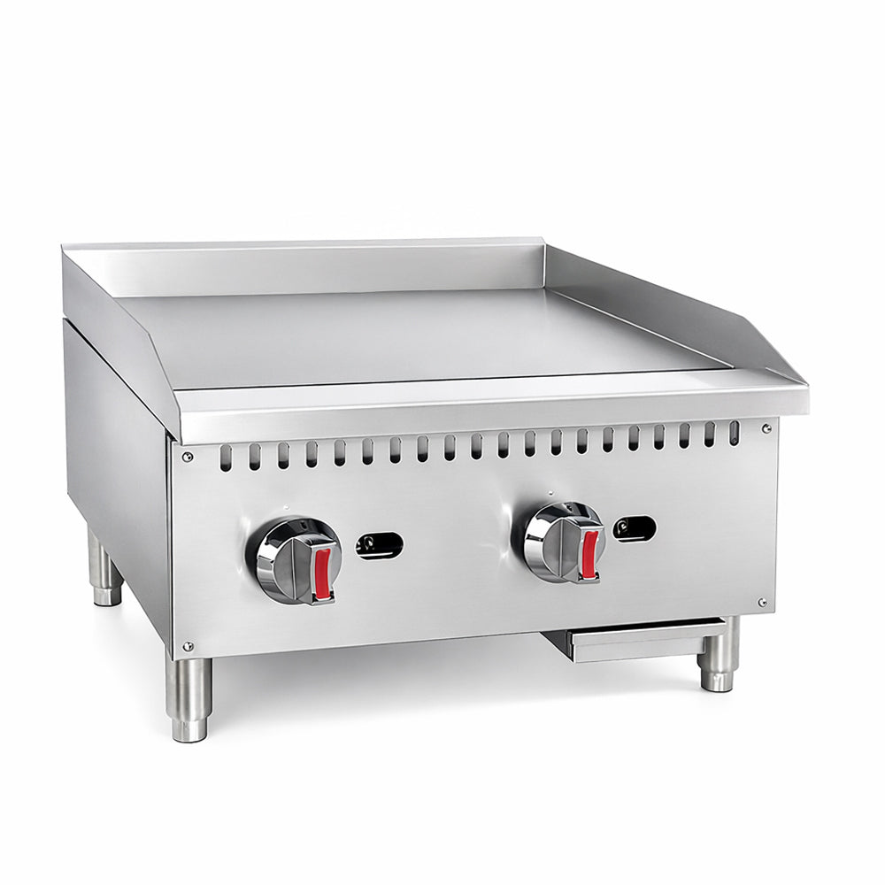 Prepline ENCTGM-24-N/L 24 In. Countertop Gas Griddle with Manual Controls, 2 Burners, 60,000 BTU, 3/4 In. Plate