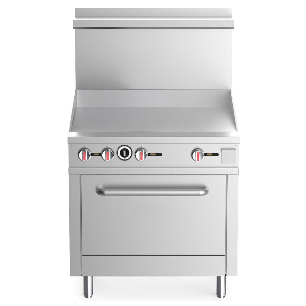 Prepline ENR36G36-N 36 In. Natural Gas Commercial Range with 36 In. Griddle Top and Oven, 90,000 BTU